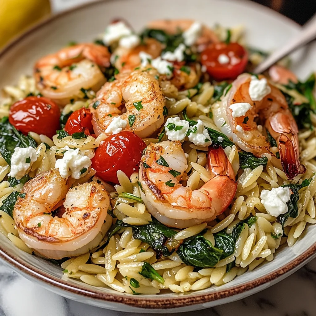 Lemon Feta Orzo Shrimp