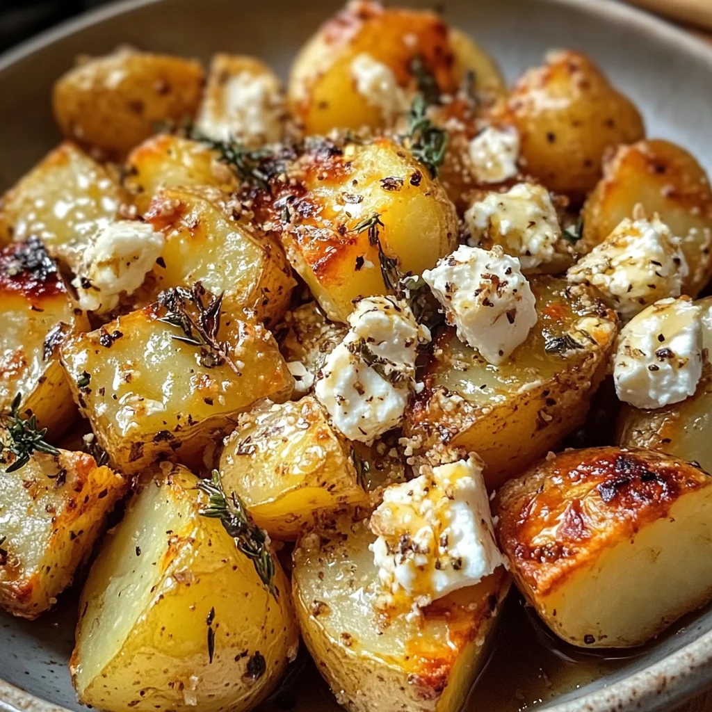 Roasted Potatoes with Baked Feta and Garlic