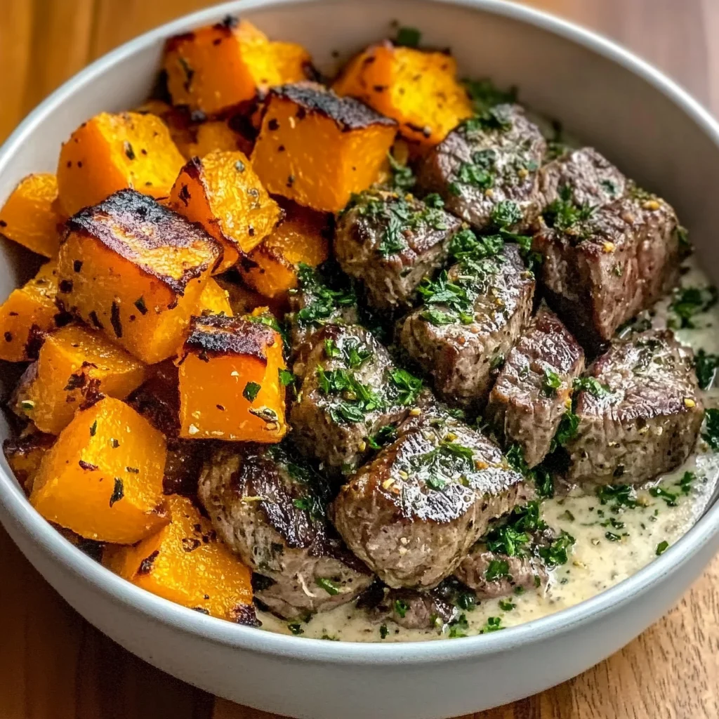 Butternut Squash & Garlic Herb Steak Bowls