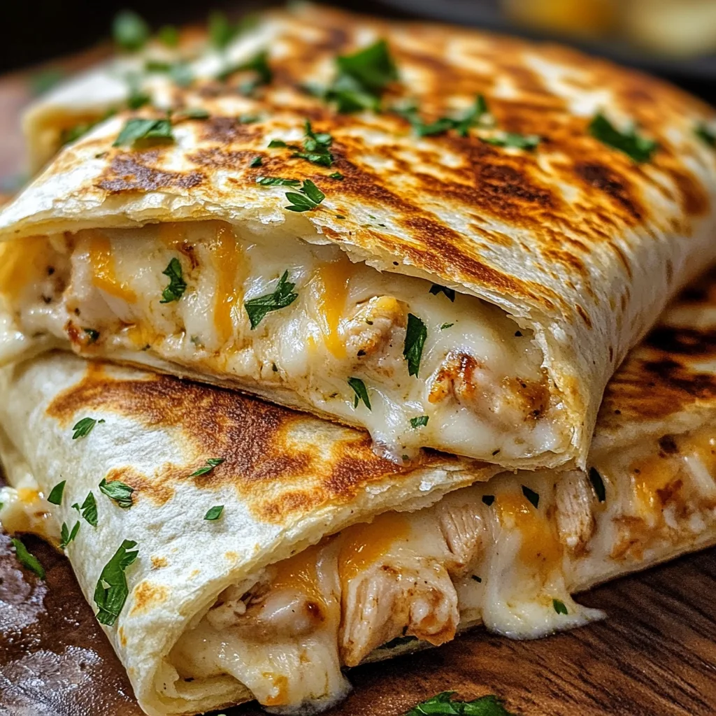 Cheesy Garlic Chicken Wraps