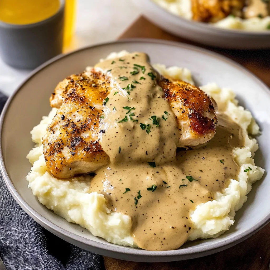Chicken with Creamy Dijon Sauce and Mashed Potatoes