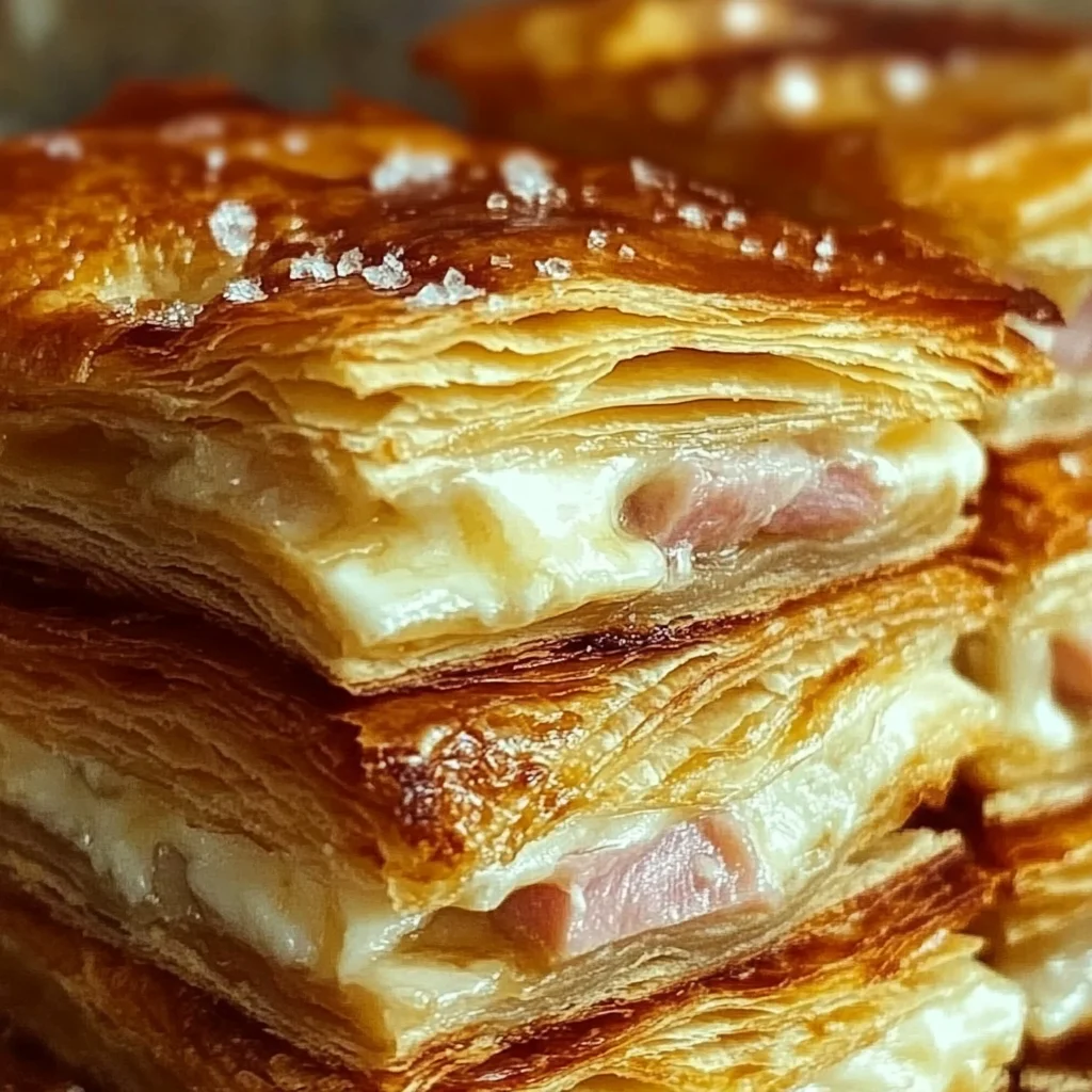 Crispy Ham and Cheese Puff Pastry Stacks