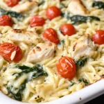 Easy Boursin Chicken Orzo Bake