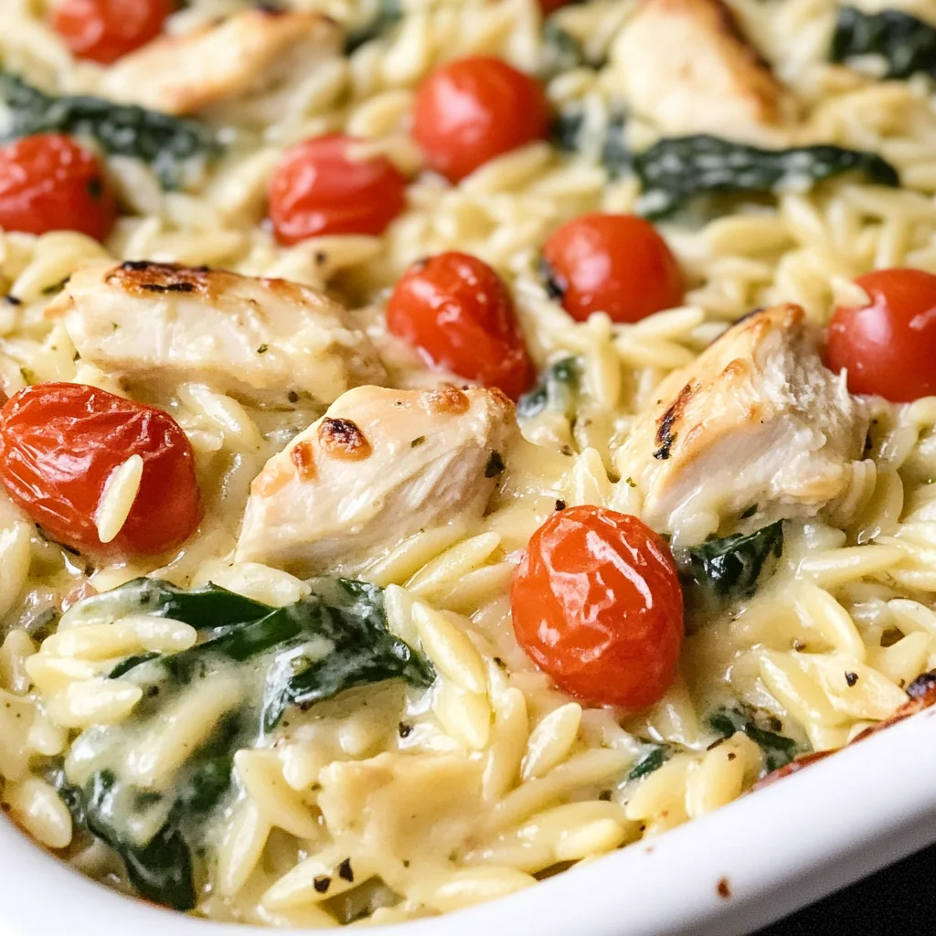 Easy Boursin Chicken Orzo Bake