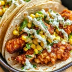Fried Chicken Street Corn Tacos with Jalapeño Lime Ranch