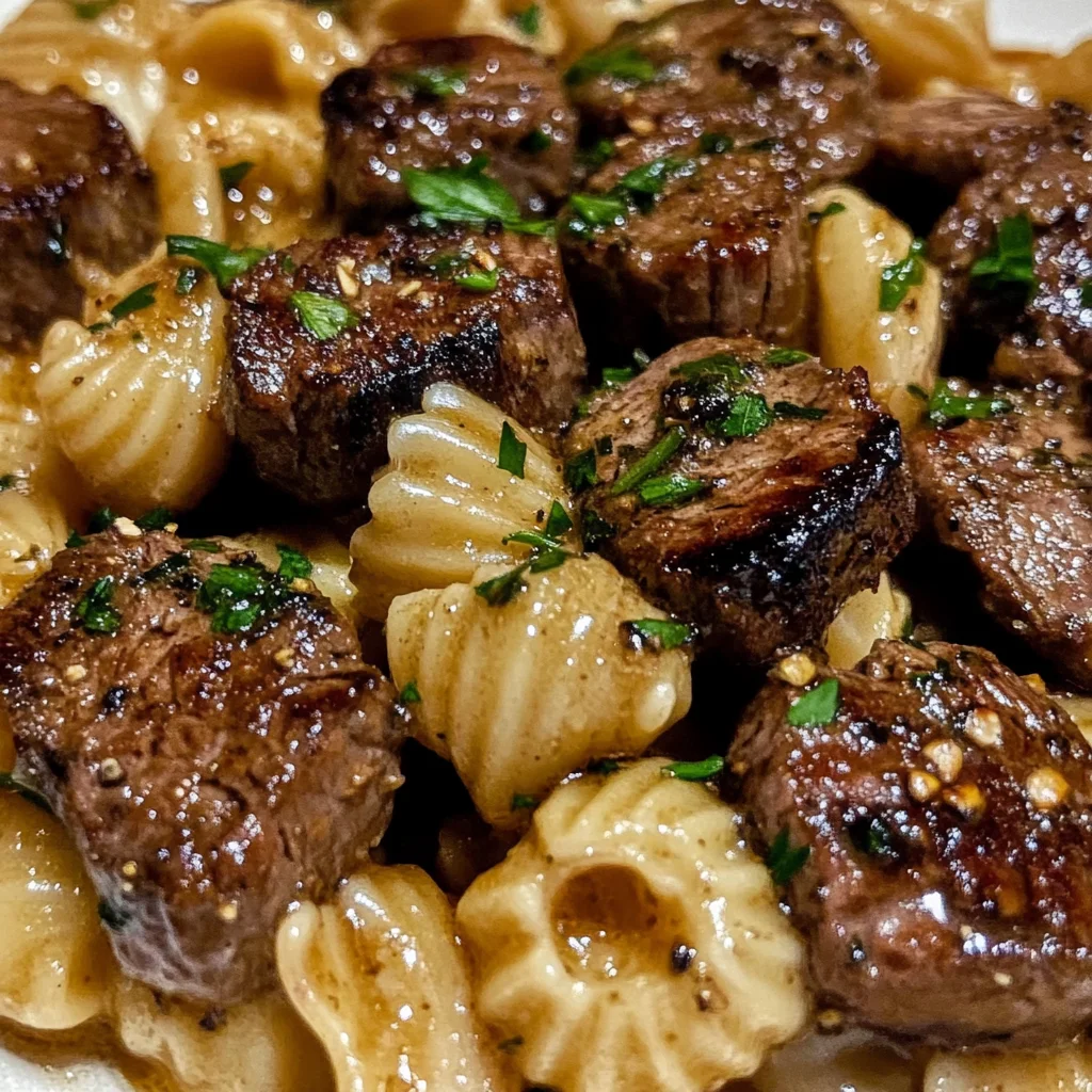 Garlic Butter Steak Bites & Shell Pasta: A Creamy Delight!