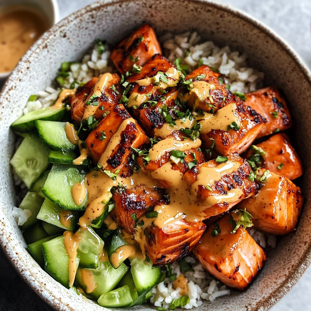 Honey Glazed Salmon Rice Bowls