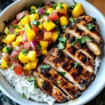 Jerk Chicken Bowls with Mango Salsa and Coconut Rice
