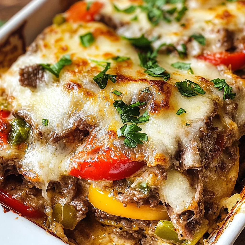 Keto Philly Cheesesteak Casserole