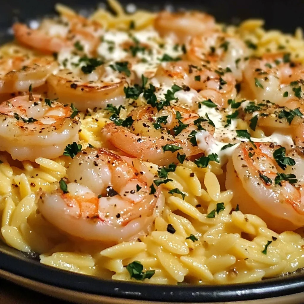 One Pan Parmesan Orzo with Shrimp
