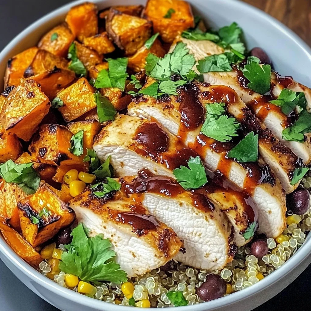 BBQ Chicken & Roasted Sweet Potato Bowls
