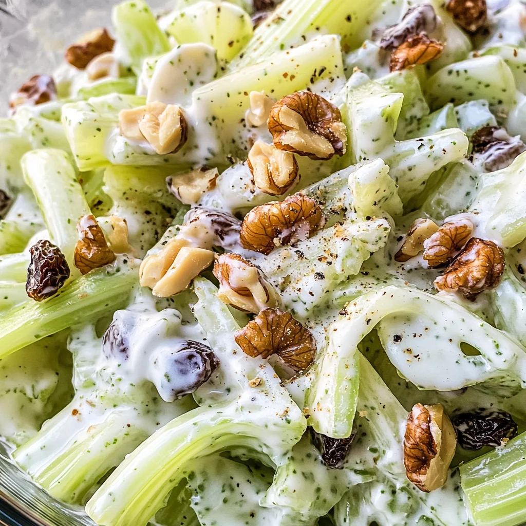 Creamy Celery Salad with Walnuts and Raisins