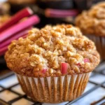 Rhubarb Oat Muffins with Cinnamon Butter Crumble