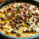 Sizzling Bacon Cheeseburger Queso Dip