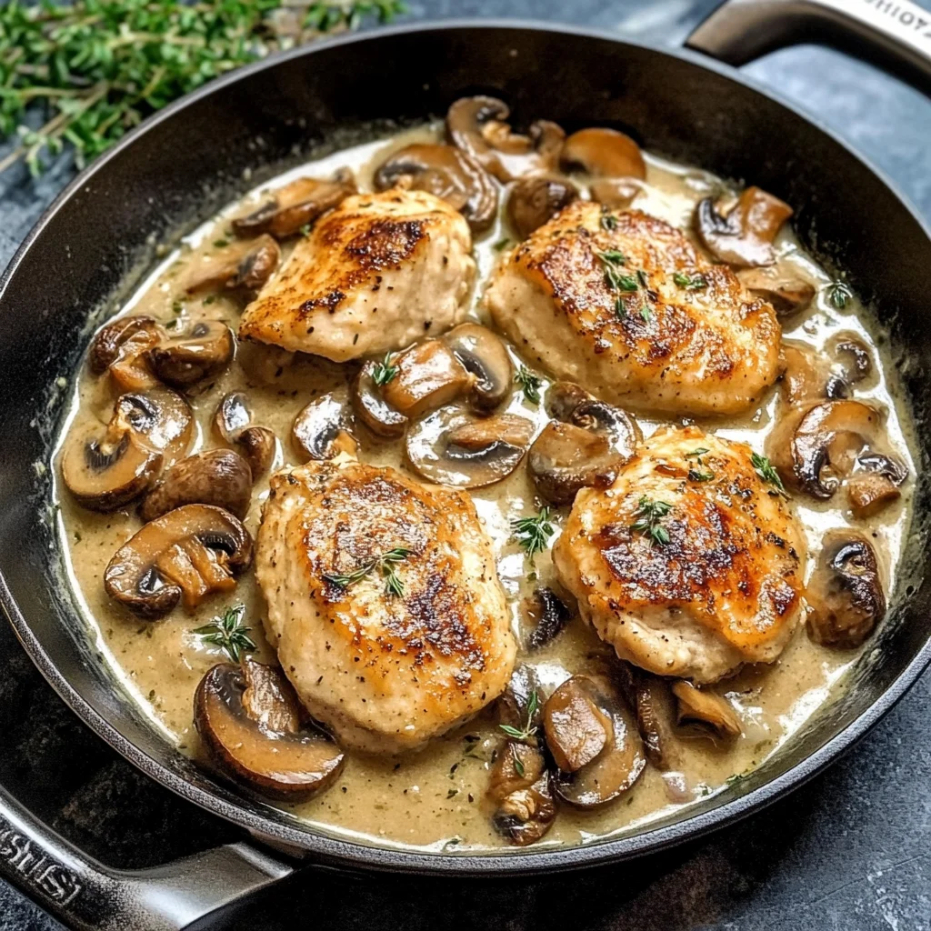 Skillet Chicken and Mushroom Wine Sauce