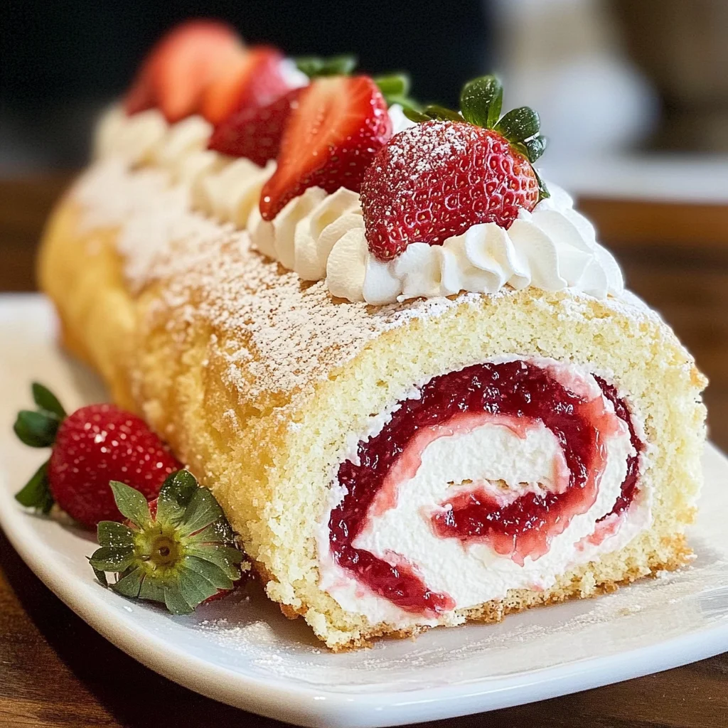 Strawberries and Cream Swiss Roll