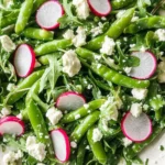 sugar snap pea salad with radishes, feta and arugula