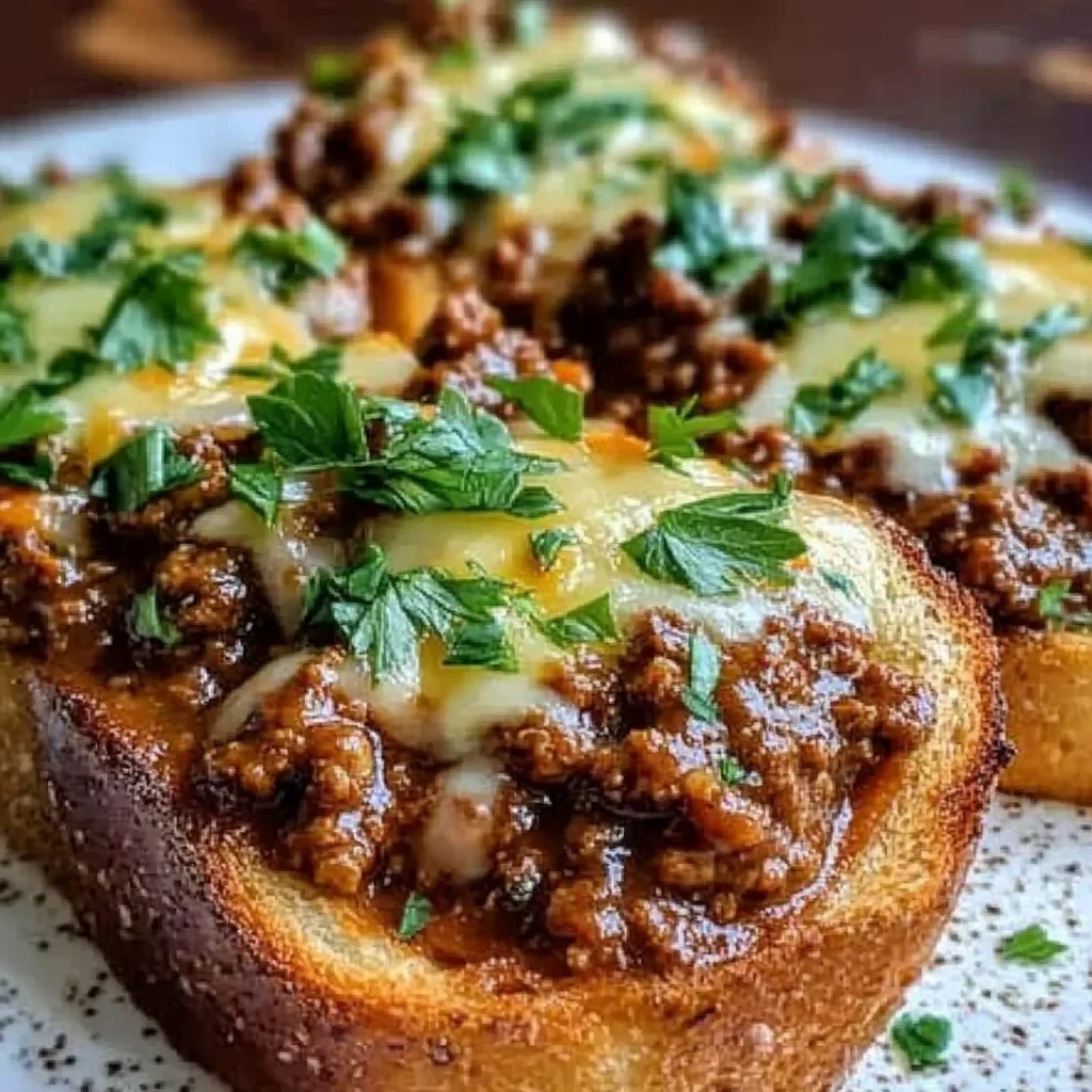 Open Face Garlic Toast Sloppy Joes