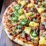 Pineapple Pulled Pork Pizza with Bacon, Jalapenos, & Cilantro