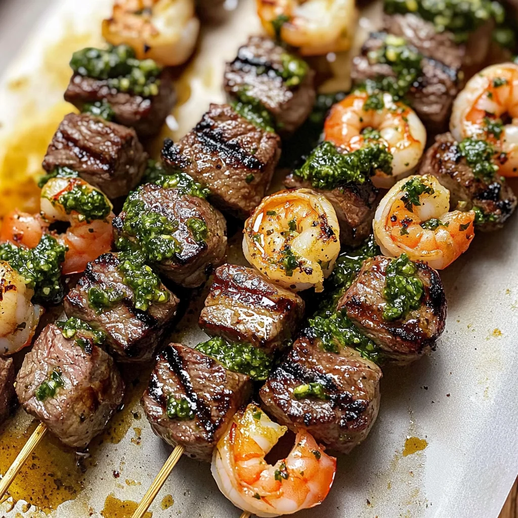 Surf and Turf Kabobs with Chimichurri Sauce