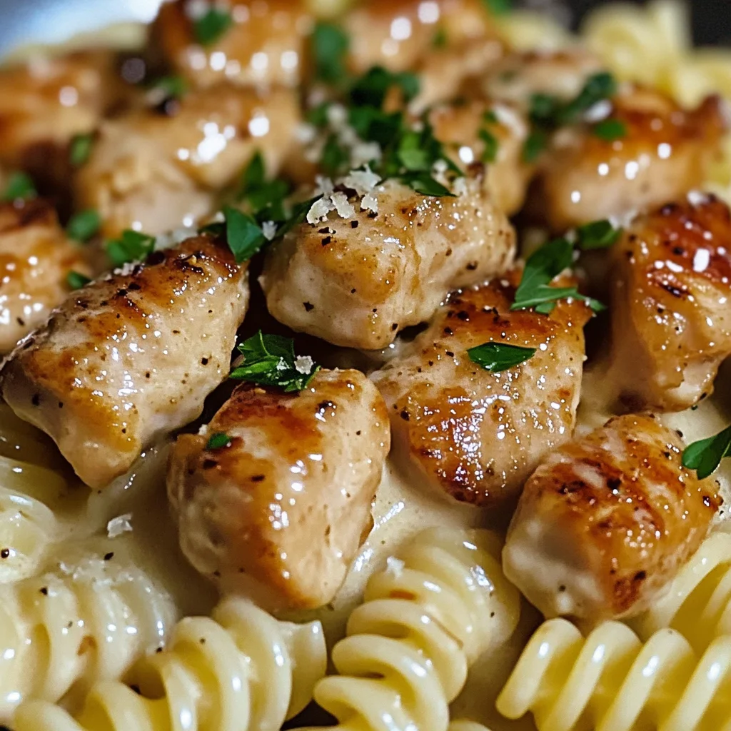 Twisted Pasta with Honey Garlic Chicken and Parmesan Cream