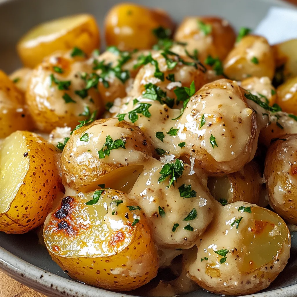 Creamy Garlic Sauce Baby Potatoes