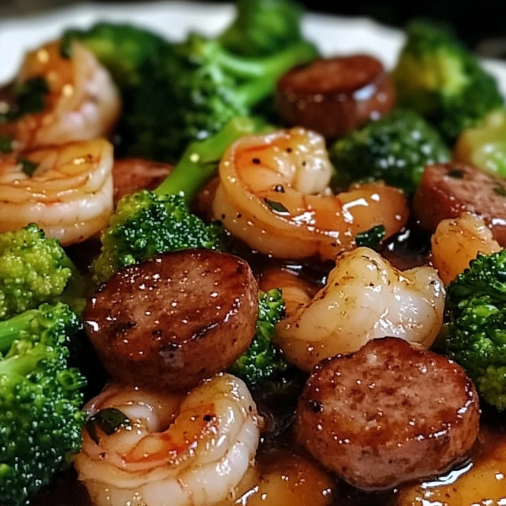 Honey Garlic Shrimp, Sausage & Broccoli