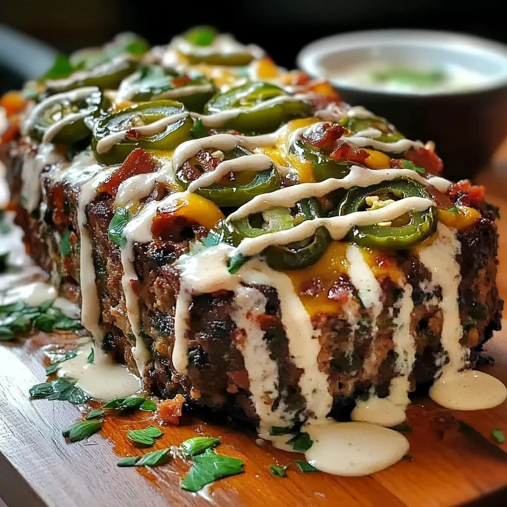 Smoky Jalapeño Popper Meatloaf with Creamy Ranch Drizzle